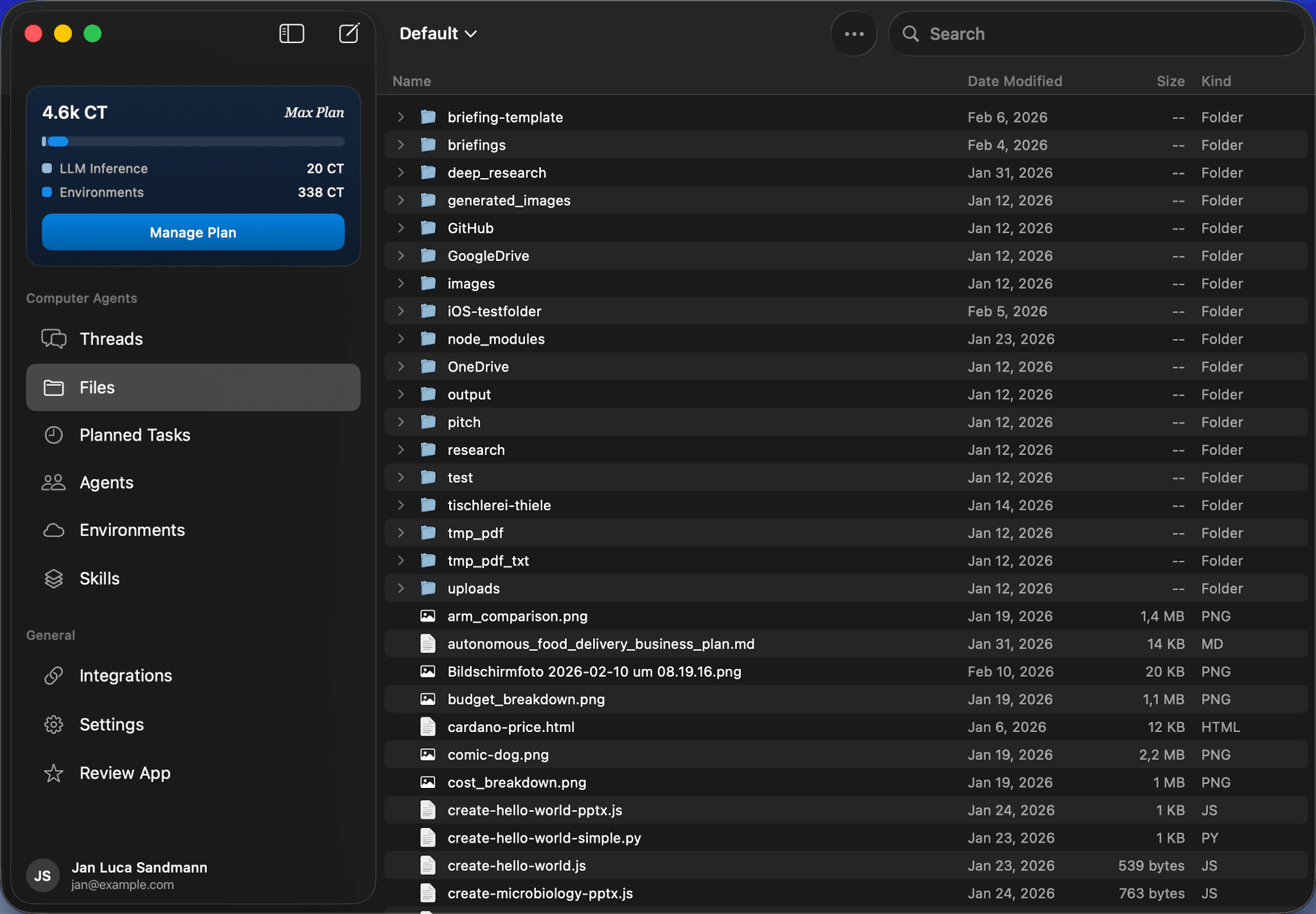 Computer Agents — Persistent workspace