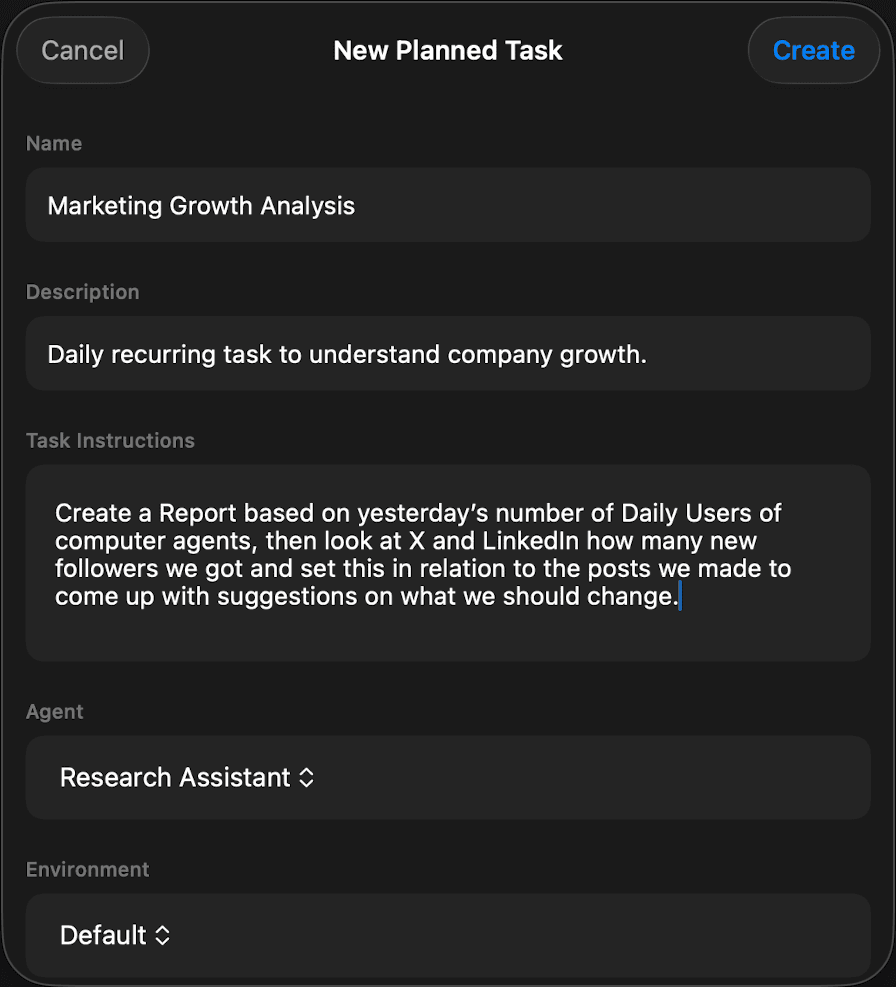 Computer Agents — Scheduling interface